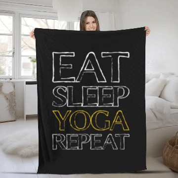 Discover eat sleep yoga repeat Fleece Blankets