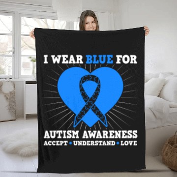 Discover I Wear Blue For Autism Awareness - Accept Fleece Blankets