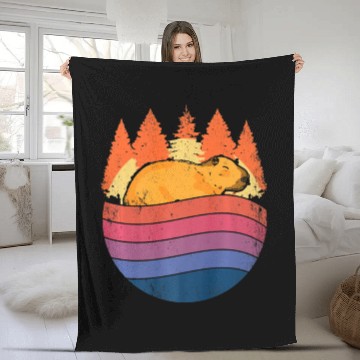 Discover Retro Capybara In Nature Vintage Capibara Fleece Blankets