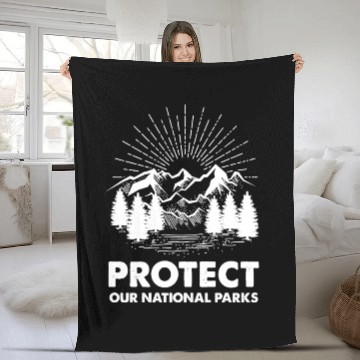 Discover Protect Our National Parks Mountain Hiking Sweatsh Fleece Blankets