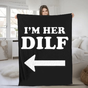 Discover I m her DILF w Arrow Married Groom Boyfriend Husba Fleece Blankets