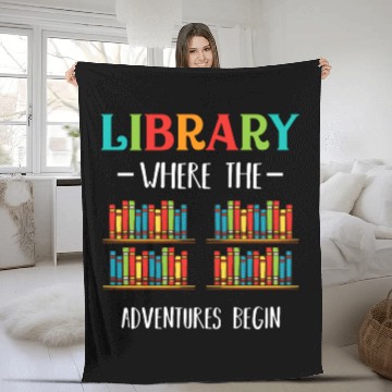 Discover Library Books Where Adventures Begin Reading Book Fleece Blankets