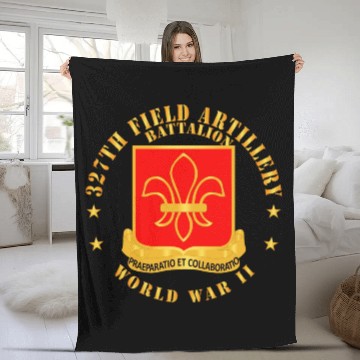Discover Army 327th Field Artillery Battalion DUI WWII Fleece Blankets