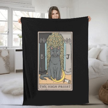 Discover Cat High Priest Tarot Card Design for a Tarot Car Fleece Blankets