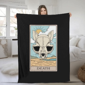 Discover Cat Death Tarot Card Design for a Tarot Card Read Fleece Blankets