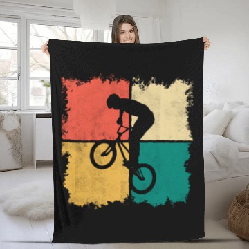 Discover BMX Bike Stunts Retro Design Bicycle Riders BMX Fleece Blankets