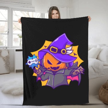 Discover Gamer witches pumpkin vampire - halloween Fleece Blankets