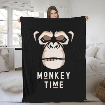 Discover It's Monkey Time Cute Adorable Funny Monkey Face Fleece Blankets