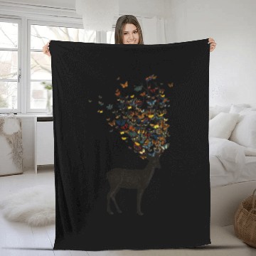 Discover Wilds Nature Deer Butterflies Funny Natural Fleece Blankets