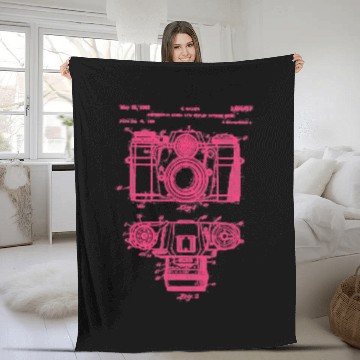 Discover Photography Lover Gift Vintage Camera Patent Schem Fleece Blankets