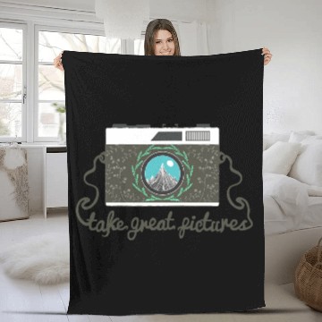 Discover Take Great Pictures Vintage Camera Photography T S Fleece Blankets