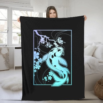 Discover Koi Pastel Goth Cherry Blossom Fleece Blankets
