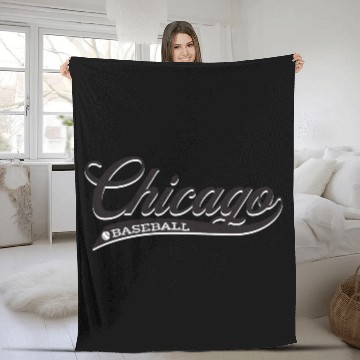 Discover Vintage Chicago script baseball Fleece Blankets