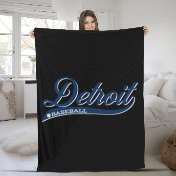 Discover Vintage Detroit Script Baseball Fleece Blankets
