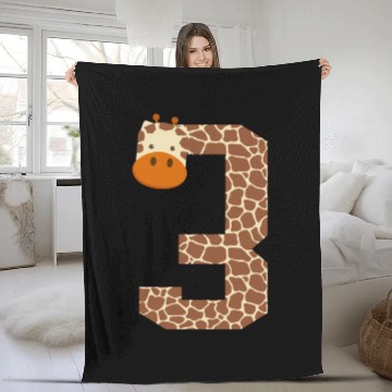 Discover Number 3 Giraffe Spots Giraffe 3rd Birthday Outfit Fleece Blankets