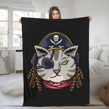Discover Pirate Cat Cat Mom Gift Fleece Blankets
