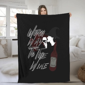 Discover Witch Way to the Wine - Halloween Drinking Humor Fleece Blankets