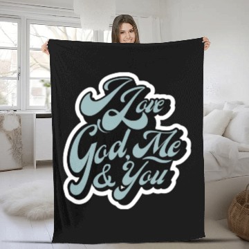 Discover I Love God, Me & You (light blue) Fleece Blankets