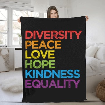 Discover Diversity Peace Love Hope Kindness Equality LGBT Fleece Blankets