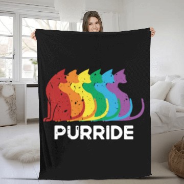 Discover Purride Cat Pride Ally LGBT Community Rainbow Fleece Blankets