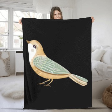 Discover Folk art little fancy bird Fleece Blankets