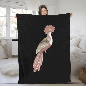 Discover Folk art fancy bird Fleece Blankets
