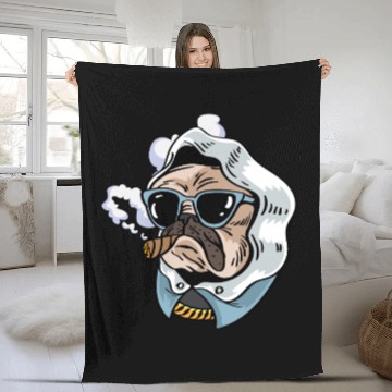 Discover Pug King Smoker Gift Fleece Blankets