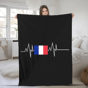 Discover France Flag Heartbeat Fleece Blankets