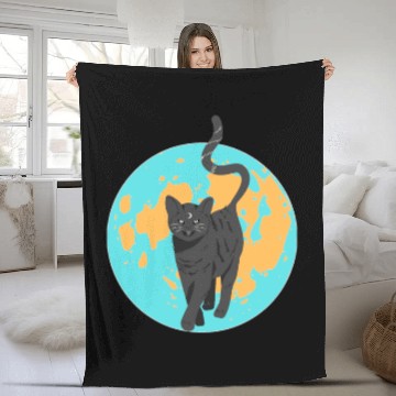 Discover Fall CAT Fleece Blankets Funny Halloween Fleece Blankets