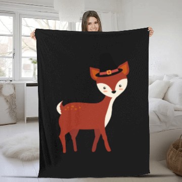Discover Thanksgiving Deer Wearing Pilgrim Hat Fleece Blankets