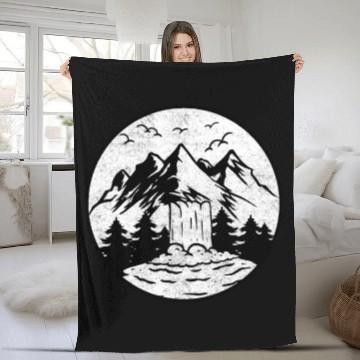 Discover Nature Lover Mountains Forest Waterfall Hiking Fleece Blankets
