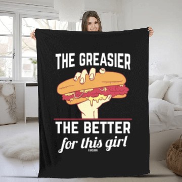 Discover Girl woman Sandwich Fast Food Fleece Blankets