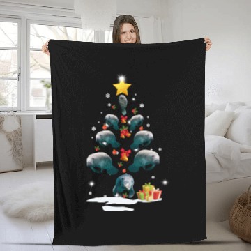 Discover Dolphin Christmas Tree Dolphin Xmas Funny Gift Fleece Blankets