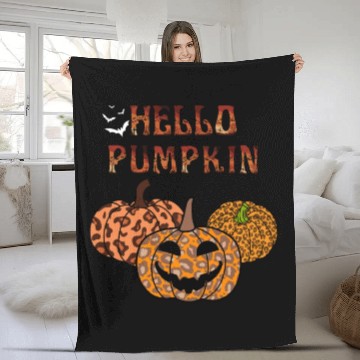 Discover Leopard Halloween pumpkin Fleece Blankets