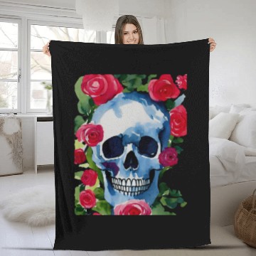Discover Skull and Roses - Garden Of Roses Fleece Blankets
