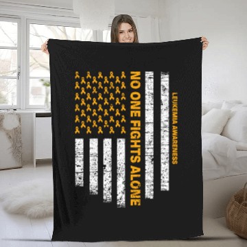 Discover No One Fights Alone Usa Flag Leukemia Awareness Fleece Blankets