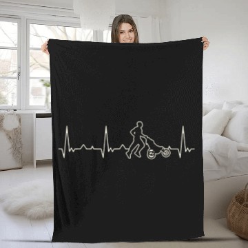 Discover Father Running With Baby Carriage. Heart. Love. Fleece Blankets