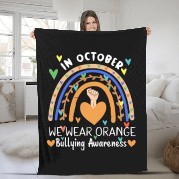 Discover Rainbow in October orange Unity Day bullying Fleece Blankets