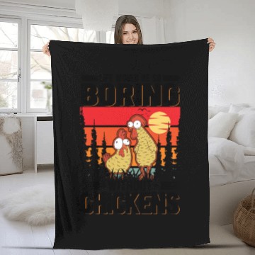 Discover Chickens Gift Farmer Chicken Coop Fleece Blankets