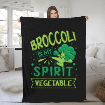 Discover Broccoli Is My Spirit Vegetable Vegetarian Vegan Fleece Blankets