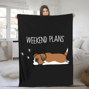 Discover Weekend Plans Saint Bernard Fleece Blankets