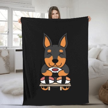 Discover Sushi Lover Doberman Fleece Blankets