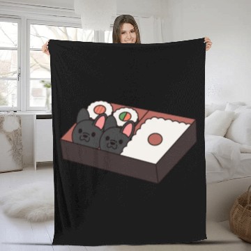 Discover Sushi Bento Box French Bulldog Fleece Blankets