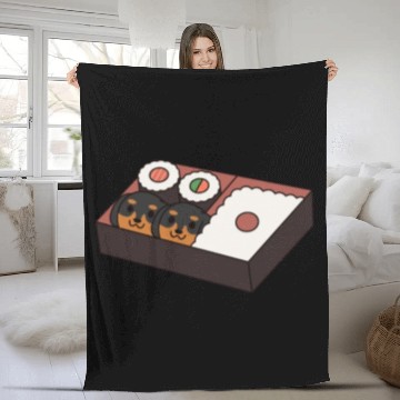 Discover Sushi Bento Box Dachshund Fleece Blankets