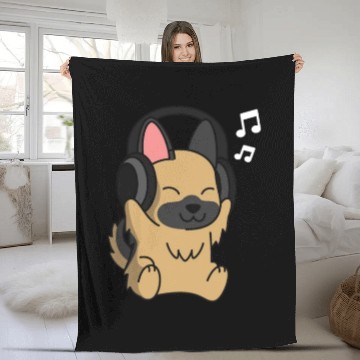 Discover Music Lover German Shepherd Fleece Blankets
