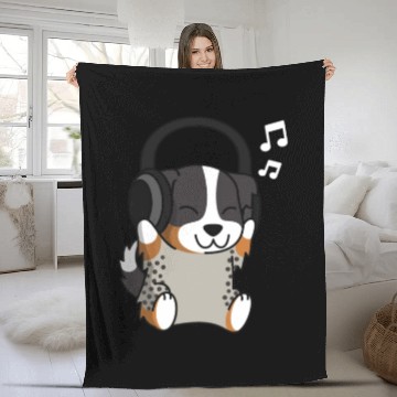 Discover Music Lover Australian Shepherd Fleece Blankets