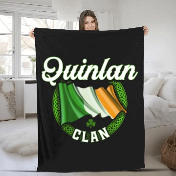 Discover Quinlan Surname Irish Last Name Ireland Flag Fleece Blankets