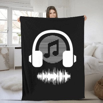 Discover musica headphones novelty fun style 80s song Fleece Blankets