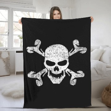 Discover Plain Vintage Skull And Crossbones Fleece Blankets