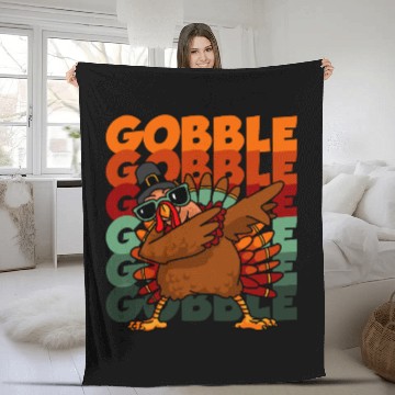 Discover Dabbing Turkey Thanksgiving Gobble Gobble Yall Fleece Blankets